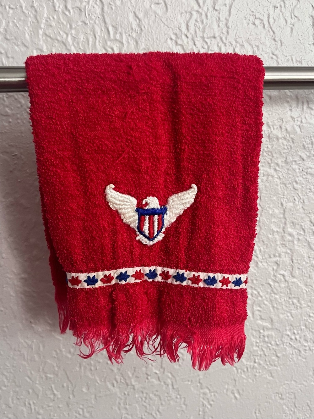Vintage Cannon USA Patriotic Eagle Embroidered Hand Towel Americana